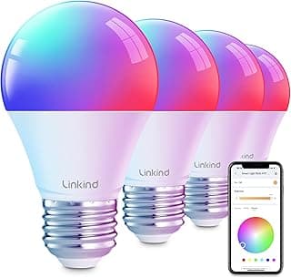 Led Color Changing Light Bulb RGBTW, 2.4G WiFi+Bluetooth, 104 Preset Scene, Music Sync, DIY, Dotis, A19 E26, 60W 800LM, 4Pack