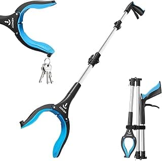Kekoy 36inch Grabber Reacher Tool for Seniors, Foldable Reacher Grabbers Pickup Stick with Anti-Slip 360° Rotating Jaw, 4" Wide Extended Claw with Magnet for Disabled, After Surgery Recovery | 360° Rotating Jaw, Anti-Slip Rubber Grip, 4" Wide Claw, Magnetic Tip, Pick Up Stick for Disabled & Post Surgery Recovery