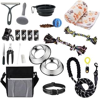 Perfect Gift Idea: PupLuxe Puppy Starter Kit - Black 22 Piece Dog Training Kit | Great Puppy Gift for First Time & Experienced Owners | New Dog Bundle