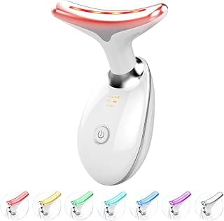 Red Light Therapy for Face and Neck, 7 Color Light Based Face Massager Tool, Portable Skin Care Tool for Firming, Tightening and Lifting, Gifts for Women & Men (White)