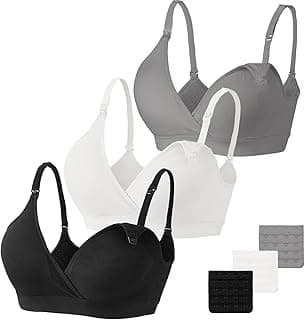 Vinfact 3 Pack Nursing Bras for Breastfeeding Seamless V Neck Maternity Bra Women Pregnancy Breastfeeding Bra
