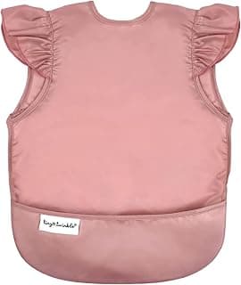 Tiny Twinkle Mess Proof Baby Bib for Girls | Waterproof Toddler Bib for Eating | Baby Apron for Feeding | Machine Washable | Perfect Shower Gift (Taupe, 6–24M)