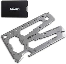 Slim stainless steel wallet tool card with bottle opener. EDC multitool. Gifts for men, everyday carry, DIY & travel.