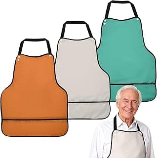 Adult Bibs, 3 Pcs Adjustable Adult Bibs for Men/Women/Elderly Seniors, Waterproof Washable Clothing Protector with Upgraded Crumb Catcher for Eating Feeding Daily Use