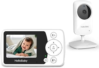 HelloBaby 2.4" Video Baby Monitor with Camera and Audio | No WiFi, ECO Mode, Night Vision, Two-Way Talk, 2X Zoom, 8 Languages, 1000ft Range