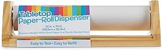 Melissa & Doug Wooden Tabletop Paper Roll Dispenser with 12” x 75-Foot White Bond Paper & Roller, Art Supplies for Drawing, Painting, Crafting & Origami, Arts & Crafts Supplies for Kids Ages 3+
