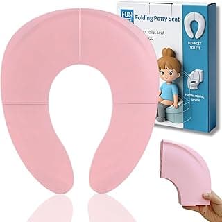 Funbliss Portable Potty for Toddler, Pink | Potty Training Essentials for Boys and Girl, Portable Toilet Training Seat with Non-Slip Suction Cups,Travel Bag