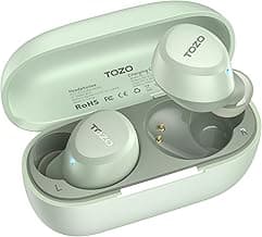 TOZO A1 Wireless Earbuds Bluetooth 5.3 Light Weight in Ear Headphones | IPX5 Waterproof,2 Mics for AI Calls,Immersive Premium Sound Bass Headset with Charging Case,32 EQ via App Green