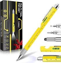 9 In 1 Multi-Tool Pen Set, Birthday Gift from Daughter Son Wife, Mens Gifts for Grandpa Husband Boyfriend, Cool Unique Tools Gadgets for Men (Yellow)