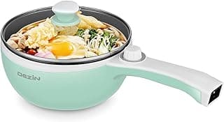 Dezin Hot Pot Electric, 1.5L Non-Stick Portable Electric Pot, Dual Power | 700W Upgraded Electric Pot for Cooking Steak, Egg, Oatmeal, Soup, Mini Ramen Cooker for Dorm, Travel, Office, RV, Green Pan