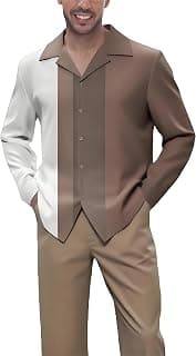 Men's Fashion 2 Piece Dress Shirts Suits Long Sleeve Big Men Leisure Sets Formal Pants Sets S-5XL
