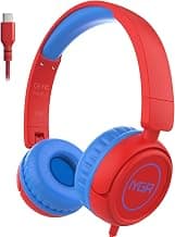 K6C Kids Headphones with USB-C, for Toddler & Kids Ages 2-12, 85dB Safe Volume Limited, Adjustable Headband & Foldable Wired, On-Ear Headphones for School, Travel, Tablet, iPad