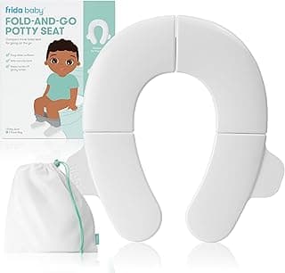 Frida Baby Fold-and-Go Portable Potty Seat for Toilet, Toddlers, Free Bag | Foldable Travel Potty Seat Fits Round & Oval Toilets, Non-Slip Base, Handles, Free Travel Bag