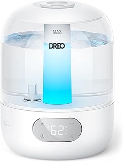 DREO Humidifiers for Bedroom, 3L Top Fill 30H & 26dB Quiet Runtime for Large Room, Cool Mist Ultrasonic Humidifier with Humidity Sensor, Night Light for Home, Baby, Nursery, Plants, New Edition