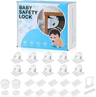 10 Pack Magnetic Cabinet Locks for Child Safety, Drawer Locks Baby Proofing | Magnetic Door Safety Locks for Cabinets and Drawers, Easy Installation No Tools Required (10 Pack and 2 Keys)