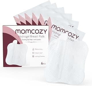 Momcozy Hydrogel Nursing Pads, Nipple Pads with Lanolin Supports Instant Cooling Relief from Breastfeeding and Pumping, Breastfeeding Essentials, 6 PCS Individually Wrapped