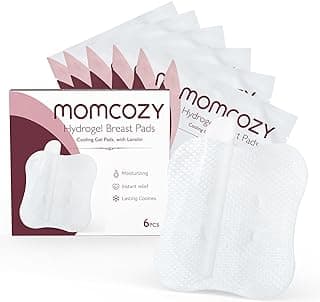 Momcozy Hydrogel Nursing Pads,Cooling Relief,Breastfeeding Essentials 6pcs | Nipple Pads with Lanolin, Instant Cooling Relief, Support for Breastfeeding and Pumping, Individually Wrapped
