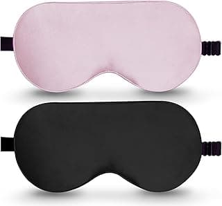 BeeVines 100% Real Mulberry Silk 2 Pack Sleep Mask, Natural Pure Silk Eye Masks with Adjustable Strap for Sleeping, Block Light Eye Sleep Shade Cover, Reduces Puffy Eyes Traveling Gifts