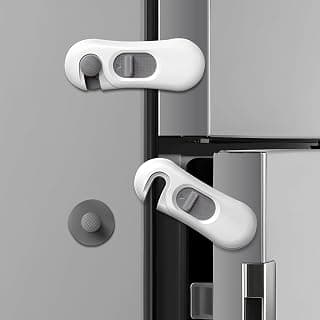 5-Pack Child Proof Refrigerator Lock with 3M Adhesive, Baby Child Safety Cabinet Locks, Kids Safety Fridge Locks for Oven Drawers Freezer Door Latches- White