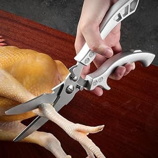 1-Pack Duty Stainless Steel Kitchen Scissors, Professional Cooking Shears | Poultry Shears with Safety Lock design, Easily Cuts bones, Ideal for Bones, Turkey, Meat, Fish and Vegetables