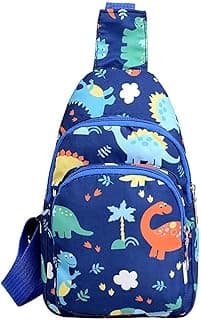 Kids Crossbody Sling Bag, Small Nylon Travel Cartoon Bag (Blue)