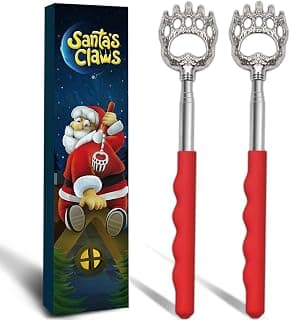 2 Extendable Back Scratchers, Santa's Claws Telescopic Back Massager in Christmas Gifts Box, Funny Christmas Stocking Stuffer for Men, Dads Women, Adults. Christmas Bear Claw Massage Tool for Back