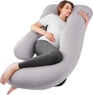 Cooling Pregnancy Pillows for Sleeping, 57'' Full Body Pillow, Light Grey | Sasttie Maternity Pillow, OEKO-TEX, Down Alternative, Removable Cover, Pregnant Women Must Haves, Maternity Essential