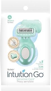 Schick Intuition Go Disposable Razor for Sensitive Skin, 1ct, Razors Sensitive Skin, Women’s Disposable Razors with Organic Aloe, Travel Razor