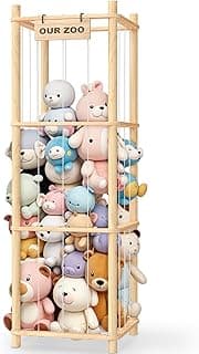 Woodure Stuffed Animal Storage & Organizer, Wooden Cute Zoo Toy Holder for Toddler Rooms, Playrooms & Bedrooms
