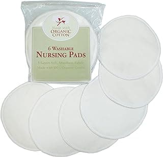 TL Care Nursing Pads Made with Organic Cotton, Natural Color, 6 Count | Soft, Breathable & Washable Breast Pads – Super Absorbent, Stay Dry Breastfeeding Essential for Moms
