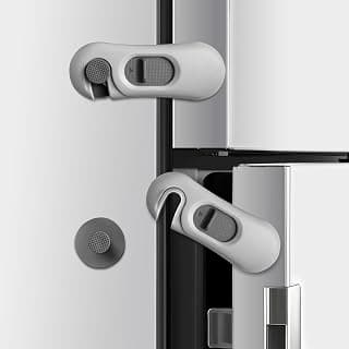 Baby Child Safety Cabinet Locks, Kids Safety Fridge Locks for Oven Drawers Freezer Door Latches- Grey