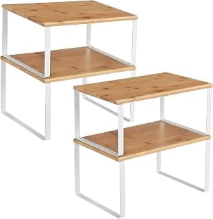 Kitchen Storage, Spice Rack, Steel and Bamboo, White and Yellow UKCS010N01