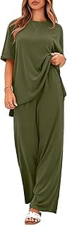 Totatuit Two Piece Sets For Women Summer Travel Vacation Airport Outfits Short Sleeve Oversized Loungewear Sets