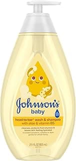 Johnson's Baby Head-To-Toe Baby Wash & Shampoo + Aloe & Vitamin B5, 2-in-1 Bath Wash Gently Cleanses Newborn's Delicate Skin & Hair, Hypoallergenic, No Added Parabens, Dyes & Sulfates, 27.1 fl. oz