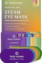Body Restore Heated Eye Mask Warm Compress for Dry Eyes - Variety 5 Pack | Birthday Gifts for Women & Men, Disposable Self Heating Steam Mask for Fast Relief, Relaxation, Sleep, Travel