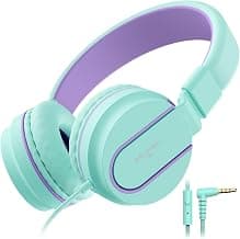 Wired On Ear Headphones for Girls Boys, 3.5mm Foldable Lightweight for Classroom Chromebook, Laptop, Computer, Tablet