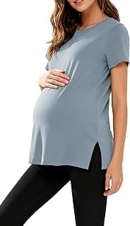 Women's Maternity Shirts Short Sleeve Split Hem Pregnancy Tops Clothes