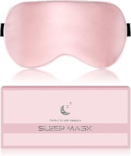 Silk Sleep Mask for Women - Soft Breathable Organic Natural Mulberry Silk Fabric Blackout Eye Mask for Sleeping with Adjustable Straps No Pressure Eye Mask for Travel Essentials Gifts (Pink)