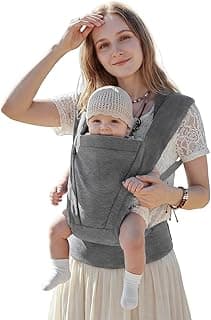MISSWISDOM Baby Carrier Newborn to Toddler Baby Wraps Carriers(8-30lbs), Newborn Carrier with Head Support, Infant Holder Carrier with Enhanced Lumbar Support, Light Grey