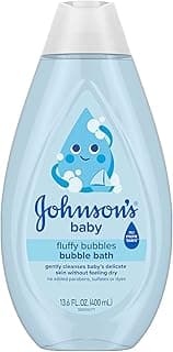 Johnson's Baby Fluffy Bubbles Bubble Bath, No More Tears, 13.6 fl oz | Gently Cleanses Delicate Skin Without Feeling Dry, Hypoallergenic, No Added Parabens, Sulfates & Dyes