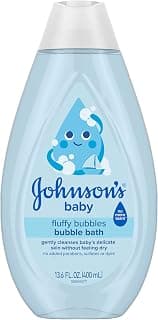 Johnson's Baby Fluffy Bubbles Bubble Bath, No More Tears, 13.6 fl oz | Gently Cleanses Delicate Skin Without Feeling Dry, Hypoallergenic, No Added Parabens, Sulfates & Dyes