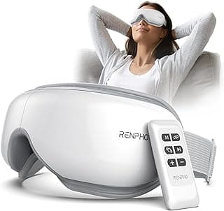 Vibration & Compression for Eye Strain and Head Tension, Bluetooth Music, FSA Eligible HSA, White