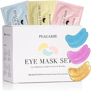 PEAUAMIE Under Eye Patches Gold and Hyaluronic Acid for puffy eyes,Rose Eye Masks for Dark Circles and Puffiness skin care Smooth Wrinkles products 30 Pairs