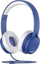 TuneFlux Upgraded Kids Headphones, Wired Toddler Headphones, 85dB Limited Volume On Ear Headphones, Portable Foldable Design, Stereo Sound Kids Headsets for School/Tablet/Travel (Sapphire Blue)