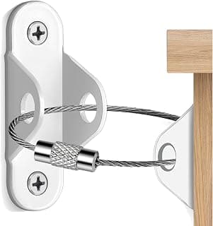 ASTM F3096-23 Tested Furniture Wall Anchors for Dressers, Cabinets, Drawers, Earthquake Straps, Quick Release, White