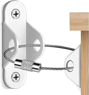 Ougourim Furniture Anchors 10 Pack, Anti Tip Kit for Baby Proofing | ASTM F3096-23 Tested Furniture Wall Anchors for Dressers, Cabinets, Drawers, Earthquake Straps, Quick Release, White
