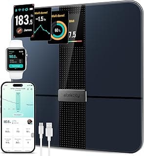Etekcity Smart Scale for Body Weight and Fat, BMI, FSA Eligible, Black | HSA Eligible, Digital Scale for BMI, Muscle Mass and Body Composition, with Apple Health, TFT Display, Tempered Glass