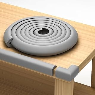 Baby Proof Corners 20.4ft and Edges with Furniture Corner & Edge Safety Bumpers, Impact-Absorbent 18ft Bumper & 8 Foam Corner Protectors, Thick, Odorless Table Edge Protectors for Baby | Grey