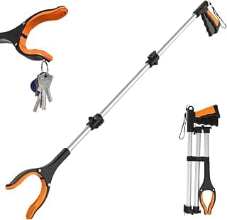 43" Extra Long Grabber Tool, Foldable Grabbers for Elderly Grab It Reaching Tool with Rotating Jaw +Magnets, 4" Wide Claw Opening Reacher Grabber Pickup Tool, Grabber Reacher Tool Heavy Duty | Rotating Jaw+Magnets, Mobility Aid Reaching Tool for Seniors, 4" Wide Claw Opening Reacher Trash Pickup Tool, Heavy Duty