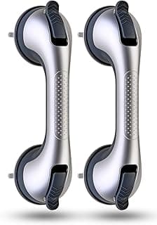 2 Pack Suction Cup Shower Grab Bars for Seniors, Heavy Duty Removable Shower Handles for Bathtubs & Showers, Bath Handrails for Elderly Assistance Products, Bathroom Safety Accessory